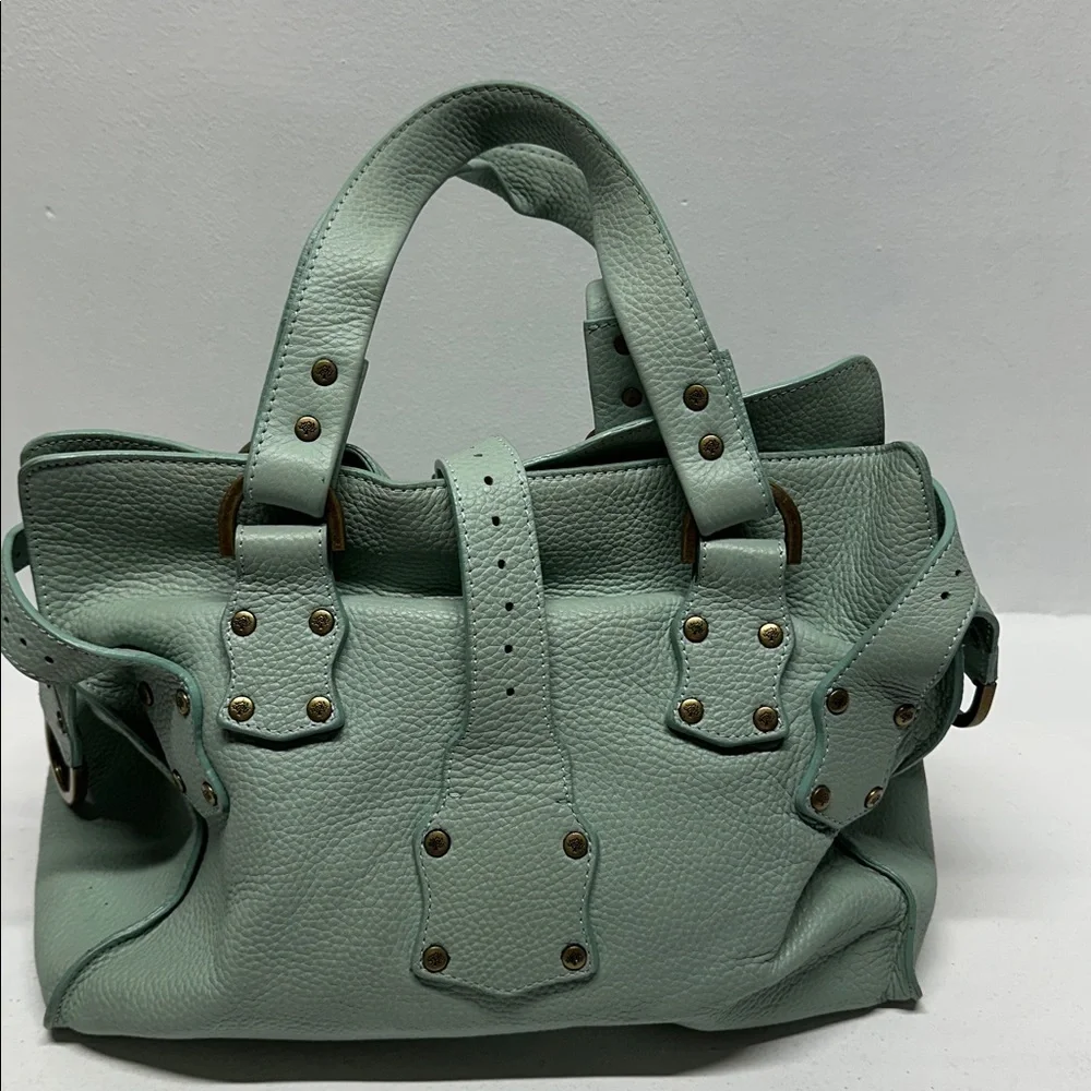 Mulberry Roxanne Satchel Bag Purse Studded Leather Limited Edition Green Gold - Picture 6 of 17